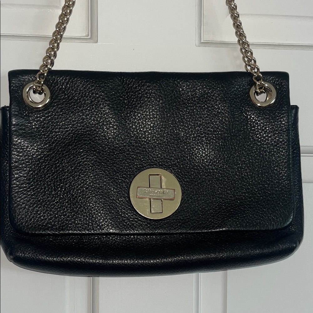 kate spade Black Leather Shoulder Bag with Gold Chain - Picture 2 of 8